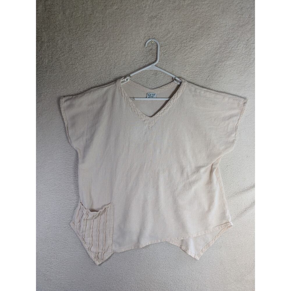 Oh My Gauze Shirt Top Womens Sz 3 US Asymmetrical Blouse Cotton Ivory Beige